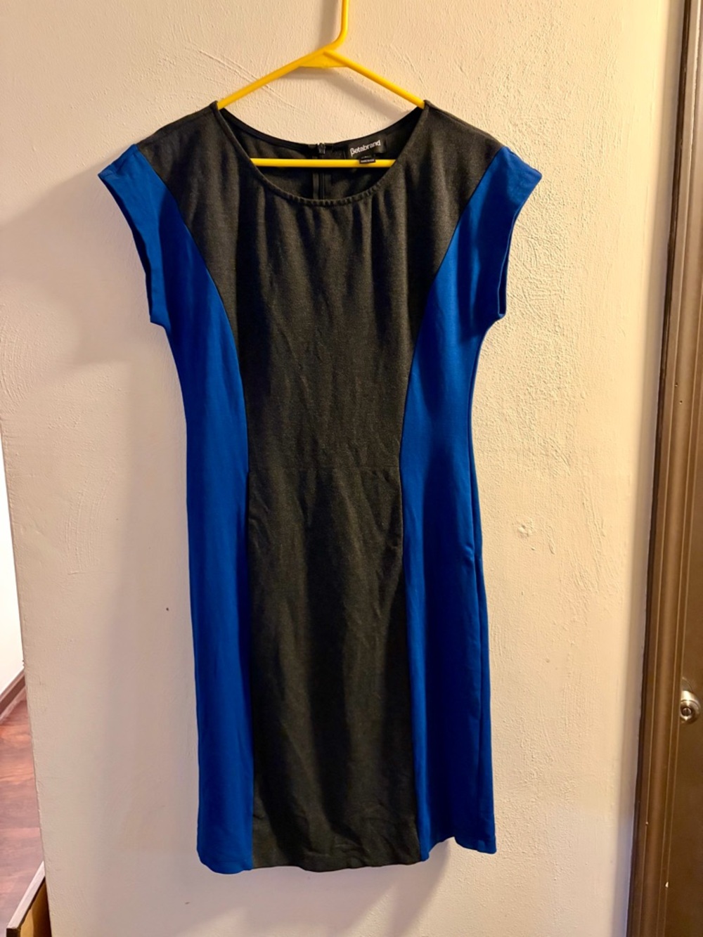 Betabrand Black & Royal Blue Colorblock Sheath Dress